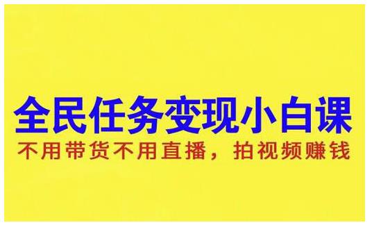 抖音全民任务变现小白课，不用带货不用直播，拍视频就能赚钱-匹左网