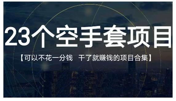 23个空手套项目大合集，0成本0投入，干了就赚钱纯空手套生意经-匹左网