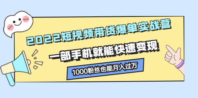 2022短视频带货爆单实战营，一部手机就能快速变现-匹左网