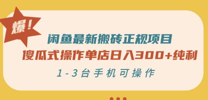 闲鱼最新搬砖正规项目：傻瓜式操作单店日入300+纯利，1-3台手机可操作-匹左网