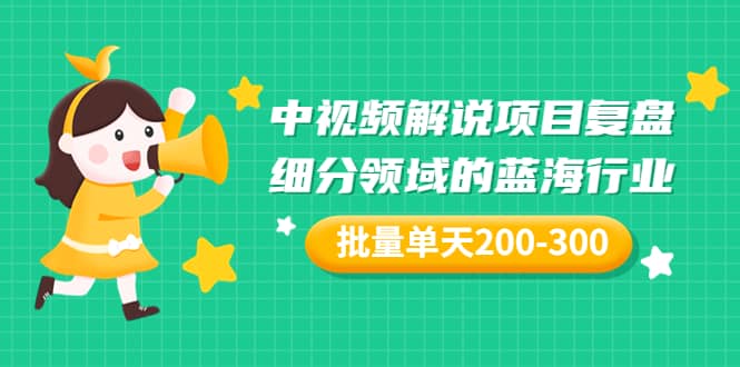 某付费文章：中视频解说项目复盘：细分领域的蓝海行业 批量单天200-300收益-匹左网