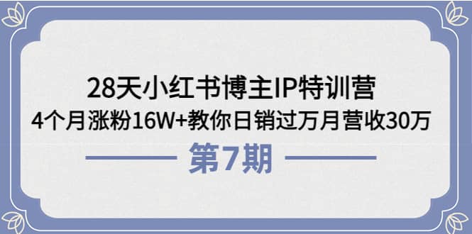 28天小红书博主IP特训营《第6+7期》4个月涨粉16W+教你日销过万月营收30万-匹左网