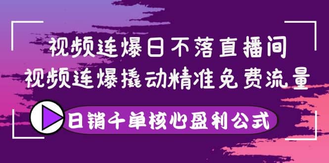 视频连爆日不落直播间，视频连爆撬动精准免费流量，日销千单核心盈利公式-匹左网