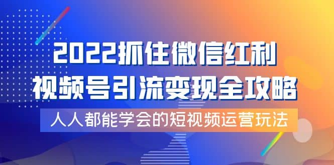 2022抓住微信红利，视频号引流变现全攻略，人人都能学会的短视频运营玩法-匹左网