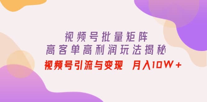 视频号批量矩阵的高客单高利润玩法揭秘-匹左网