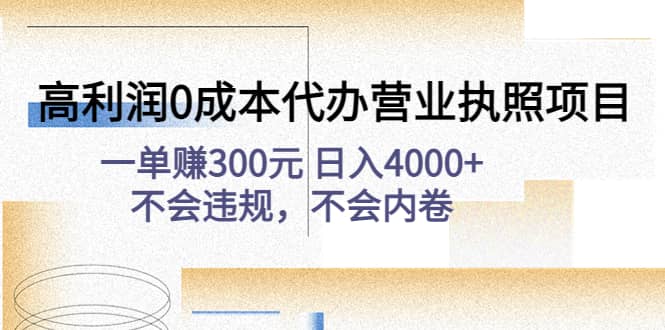 高利润0成本代办营业执照项目：不会违规，不会内卷-匹左网