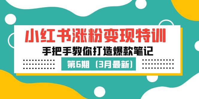 小红书涨粉变现特训·第6期，手把手教你打造爆款笔记（3月新课）-匹左网