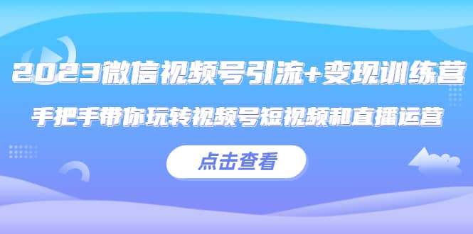 2023微信视频号引流+变现训练营：手把手带你玩转视频号短视频和直播运营-匹左网