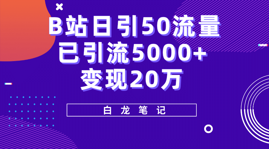 B站日引50+流量，实战已引流5000+变现20万，超级实操课程-匹左网