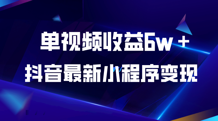 抖音最新小程序变现项目，单视频收益6w＋-匹左网