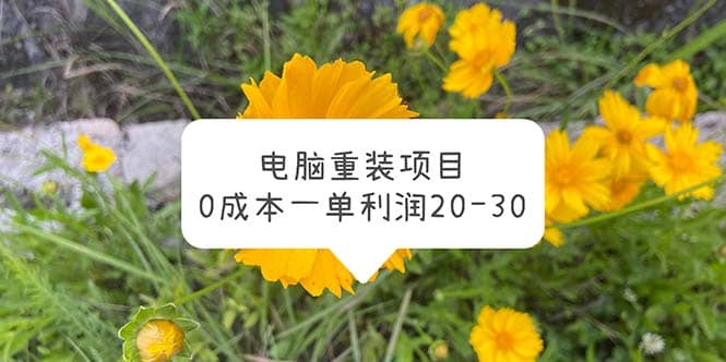 电脑系统重装项目，0成本一单利润20-30-匹左网