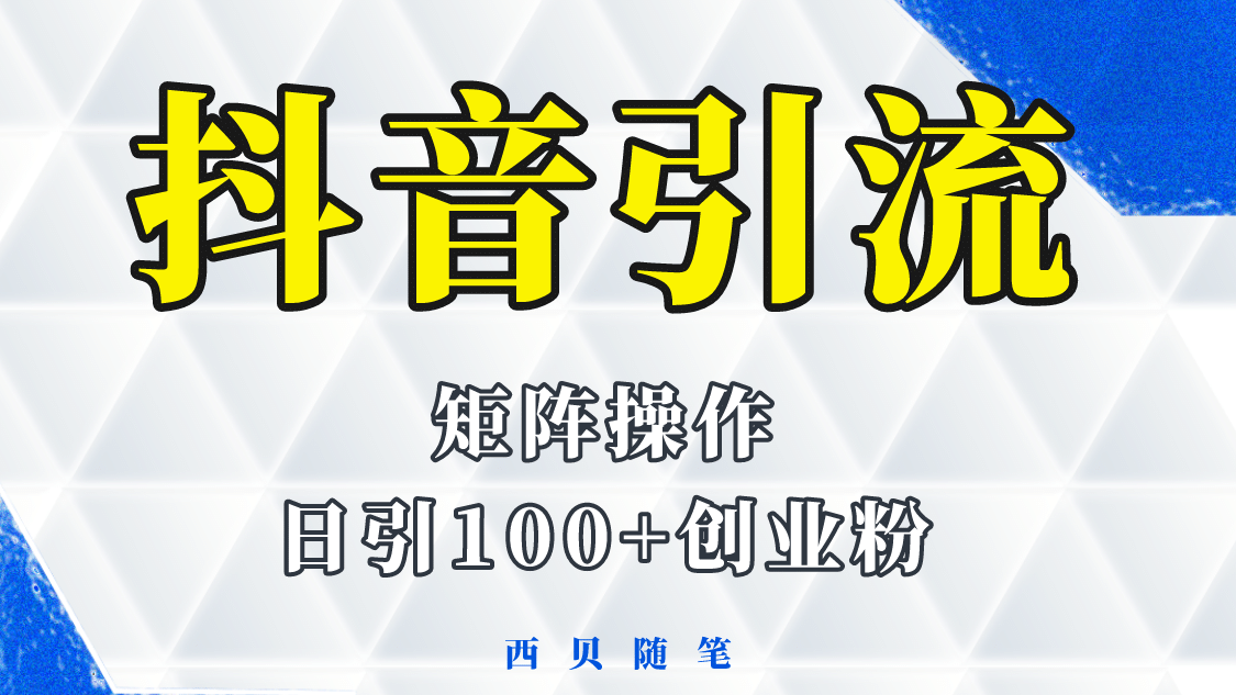 抖音引流术，矩阵操作，一天能引100多创业粉-匹左网