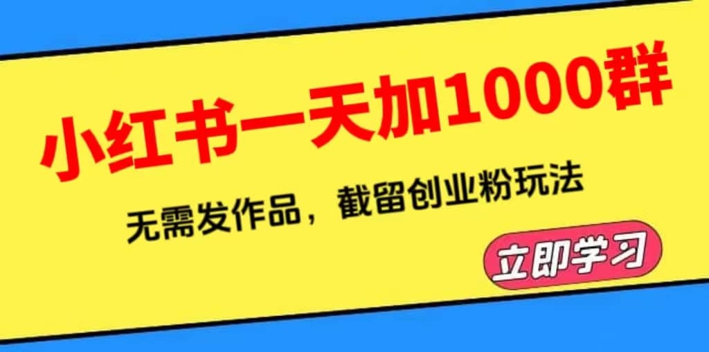 小红书一天加1000群，无需发作品，截留创业粉玩法 （附软件）-匹左网