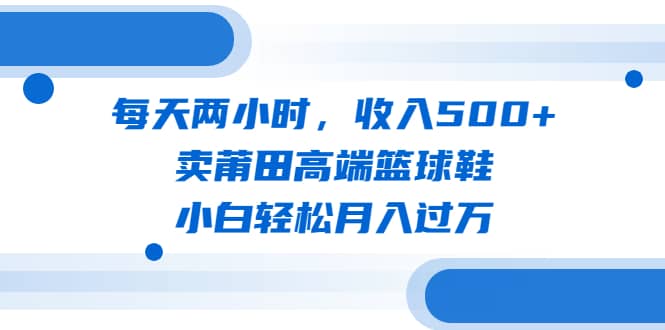 每天两小时，收入500+，卖莆田高端篮球鞋，小白轻松月入过万（教程+素材）-匹左网