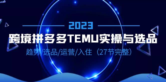 2023跨境·拼多多·TEMU实操与选品，趋势·选品·运营·入住（27节完整）-匹左网