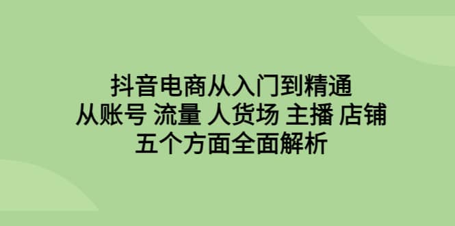 抖音电商从入门到精通，从账号 流量 人货场 主播 店铺五个方面全面解析-匹左网