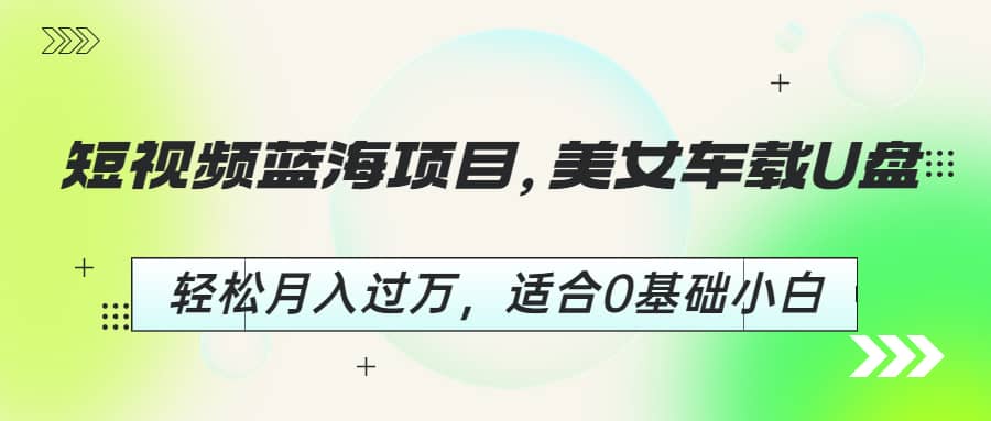 短视频蓝海项目，美女车载U盘，轻松月入过万，适合0基础小白-匹左网