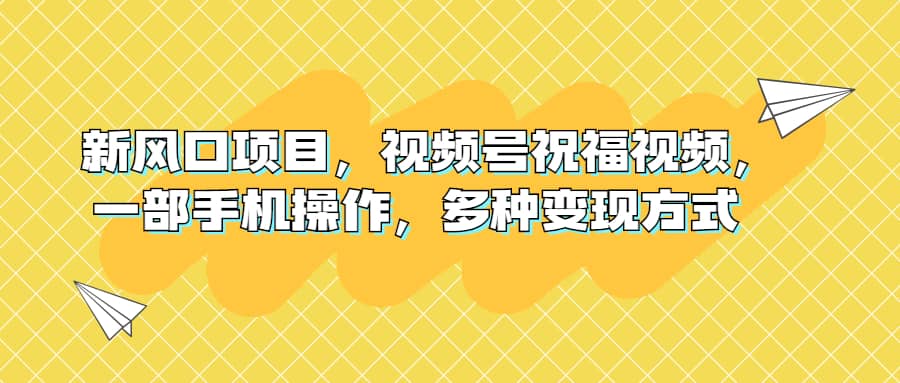 新风口项目，视频号祝福视频，一部手机操作，多种变现方式-匹左网