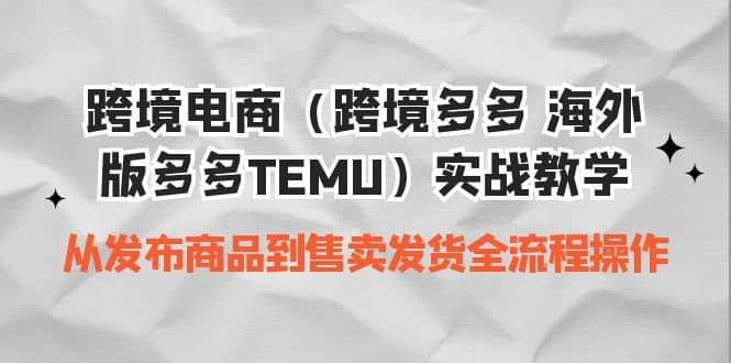 跨境电商（跨境多多 海外版多多TEMU）实操教学 从发布商品到售卖发货全流程-匹左网