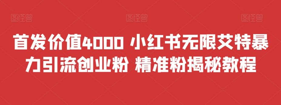 首发价值4000 小红书无限艾特暴力引流创业粉 精准粉揭秘教程-匹左网