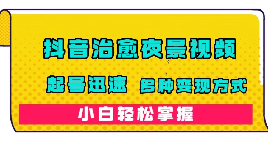 抖音治愈系夜景视频，起号迅速，多种变现方式，小白轻松掌握（附120G素材）-匹左网