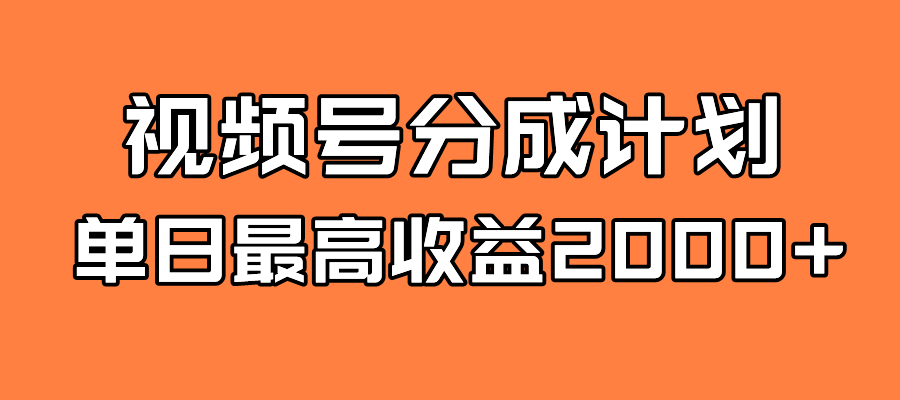 全新蓝海 视频号掘金计划 日入2000+-匹左网