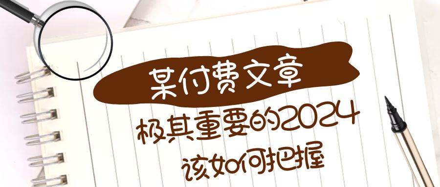 极其重要的2024该如何把握？【某公众号付费文章】-匹左网