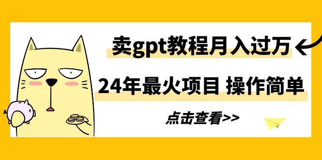 24年最火项目，卖gpt教程月入过万，操作简单-匹左网