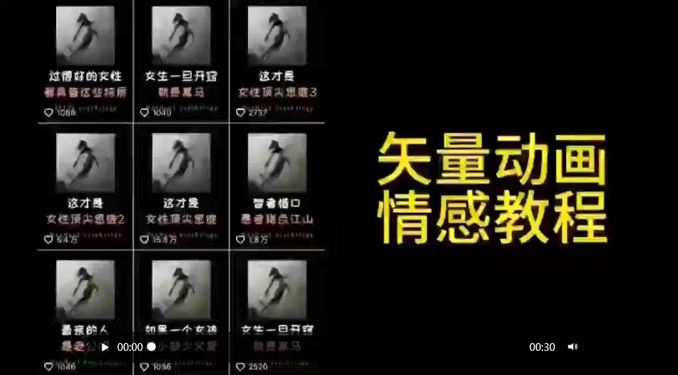 矢量动画情感教程：高点赞涨粉，适合情感、思维、创业教育等赛道-匹左网