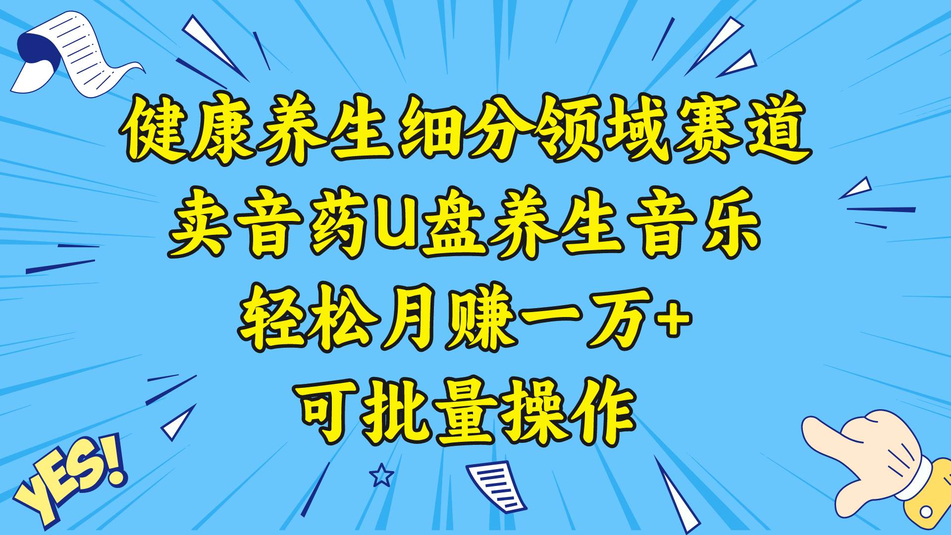 健康养生细分领域赛道，卖音药U盘养生音乐，轻松月赚一万+，可批量操作-匹左网