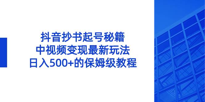 抖音抄书起号秘籍，中视频变现最新玩法，日入500+的保姆级教程！-匹左网