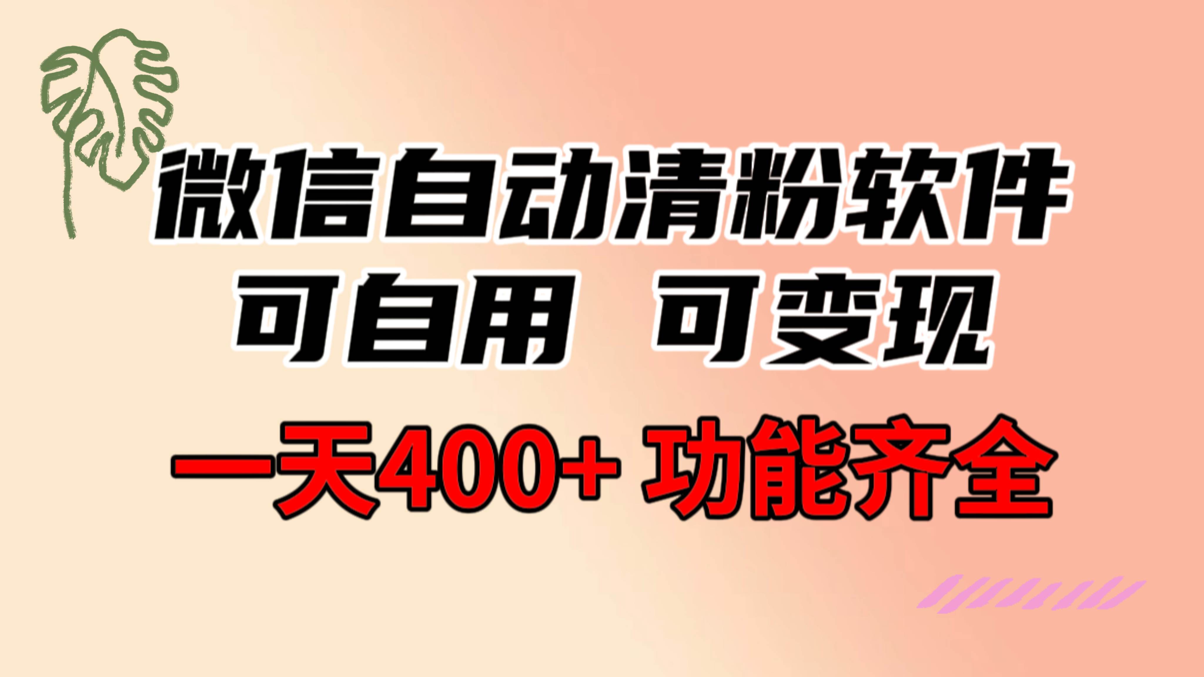 图片[1]-功能齐全的微信自动清粉软件，可自用可变现，一天400+，0成本免费分享-网络创业网