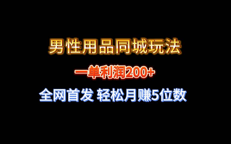 全网首发 一单利润200+ 男性用品同城玩法 轻松月赚5位数-匹左网