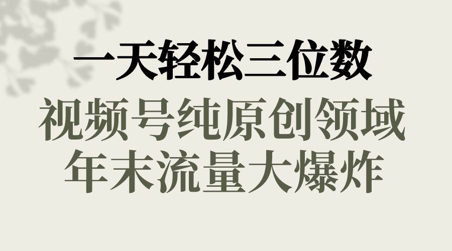 一天轻松三位数，视频号纯原创领域，春节童子送祝福，年末流量大爆炸-匹左网