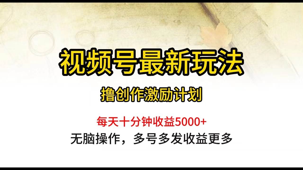 视频号最新玩法，每日一小时月入5000+-匹左网