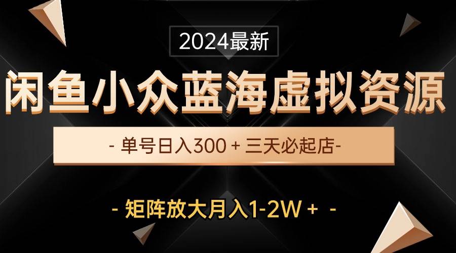 最新闲鱼小众蓝海虚拟资源，单号日入300＋，三天必起店，矩阵放大月入1-2W-匹左网