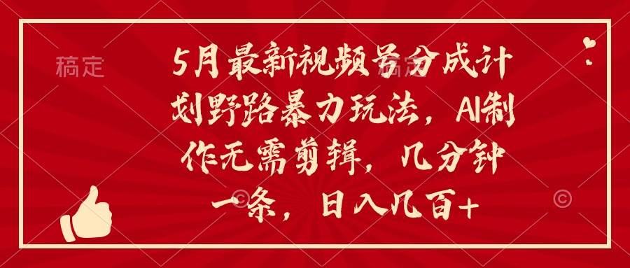 5月最新视频号分成计划野路暴力玩法，ai制作，无需剪辑。几分钟一条，…-匹左网