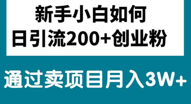 新手小白日引流200+创业粉,通过卖项目月入3W+-匹左网