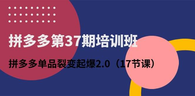 拼多多第37期培训班：拼多多单品裂变起爆2.0（17节课）-匹左网