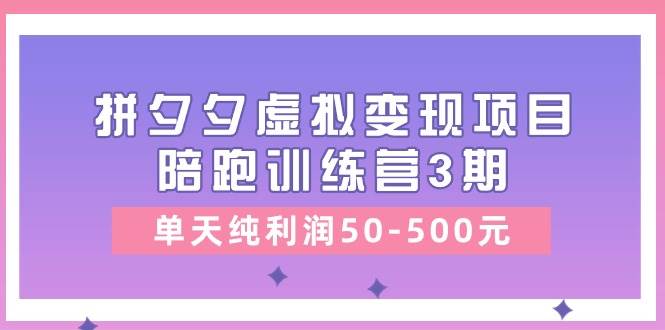 某收费培训《拼夕夕虚拟变现项目陪跑训练营3期》单天纯利润50-500元-匹左网